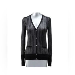 Simply Vera Gray and Black Button Up Cardigan